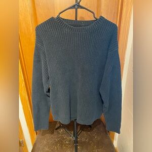 J Crew Black Textured Crewneck Sweater